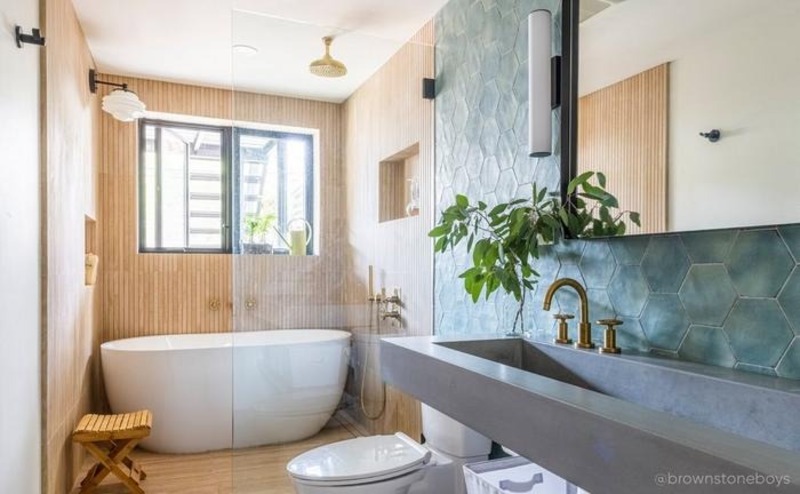 phòng tắm phong cách Wabi Sabi